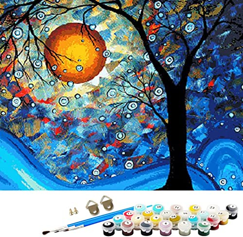 ABEUTY Malen nach Zahlen Traumbaum Van Gogh Moon Night, DIY Ölgemälde auf Leinwand Gemälde 40x50cm Wandkunst