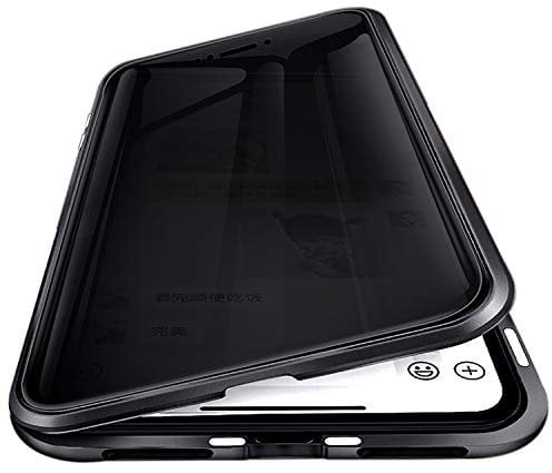 Woskko Anti-Peep Magnetic Case for iPhone X/Xs, Anti-Peep Privacy Screen Protector, Double-Sided Metal Bumper, Black