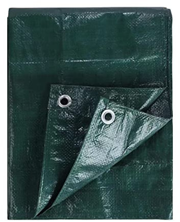 KAV 1.80 x 2.70m (6x9 FT) Green Waterproof Tarpaulin Tarpoline tarpaulins Tarp for Universal Covering Garden Furniture, Camping, Roof Caravan Building site Ground Sheet with Eyelets 120 GSM