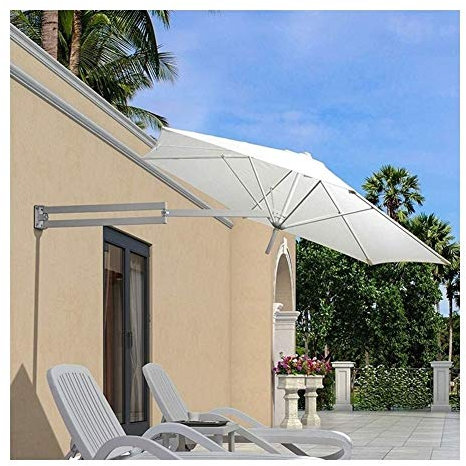 LTY Parasol de jardin portable à fixation murale en aluminium – Blanc