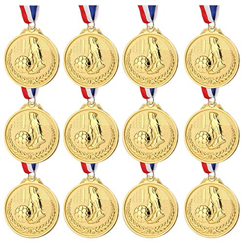 Wrzbest Metall-Medaillen, Gold, Silber, Bronze, Zinklegierung, Fußball-Trophäen, Medaille mit Band für Sport, Wettbewerbe, Feiern und Partygeschenke (Neue Goldmedaillen)