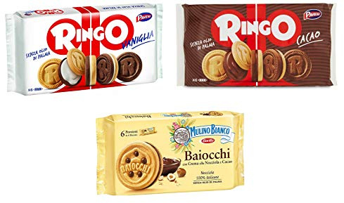 Testpaket Mulino Bianco Baiocchi Pavesi Ringo Cacao e Vaniglia Kekse Biscuits Cookies 3 Stücke