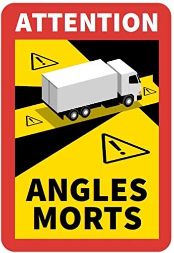 3 Stück Attention Angles Morts für LKW und Wohnwagen 25 x 17 cm Aufkleber Sticker Hinweiszeichen Schild Frankreich mit UV Schutz speziell für Außenbereich von STROBO