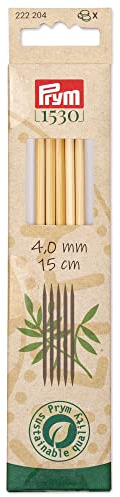 Prym 222204 Strumpfstricknadeln Bambus 4.0/15 5 Stück, Holzfarben