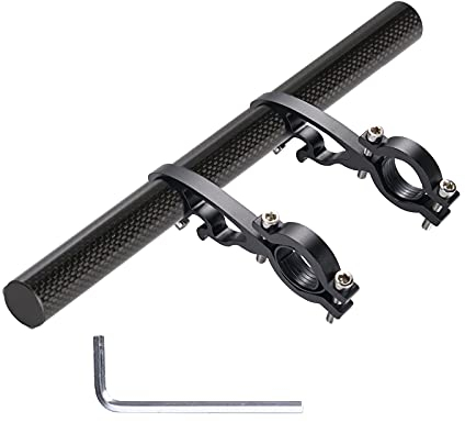 Yizhet Manubrio Extender Bici, 20cm Estensore Manubrio Bici per Estensione da Manubrio con Doppie Morsetti Supporto Manubrio Bici per Tachimetro, GPS, Torcia, Telefono Supporto (Fibra di Carbonio)