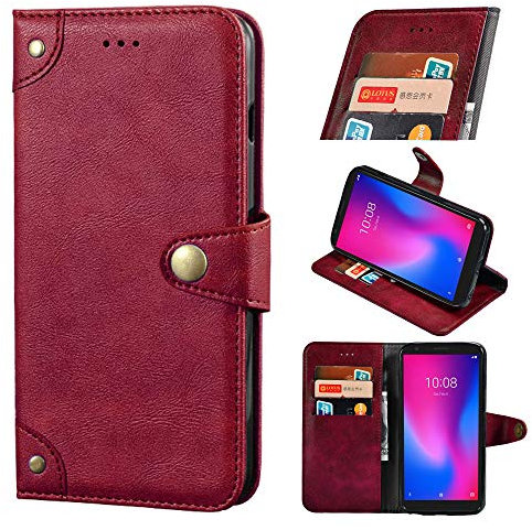 BELLA BEAR Funda para Wiko Power U10/U20 Flip Case [Portatarjetas] [Pata de Cabra] Carcasa Móviles Caso para Wiko Power U10/U20 Funda(Rojo)