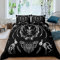 Loussiesd Bettbezug mit Totenkopf, Fledermaus, Skelett, Bohemian, Gothic, Totenkopf, für Kinder, Jungen, Mädchen, Erwachsene, Halloween und Bettwäsche, ultraweich, Einzelbett, inkl