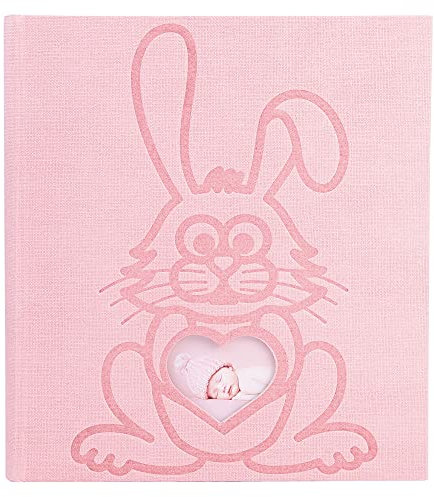 Exacompta 16564E Fotoalbum TEDDY RABBIT 300 Fotos 10 x 15 cm 60 weiße Seiten mit Kristallblättern Format 29 x 32 cm Einband aus rosa Strukturpapier Bi-Material-Effekt
