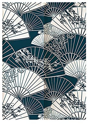 Hiseng Japonais Noren De Rideau de Porte Diviseur Tapisserie Fenêtre Rideaux Panneau, Tenture Décoration pour Chambre à Coucher Cuisine Restaurant Embrasure (éventail de Motifs,80x150cm)
