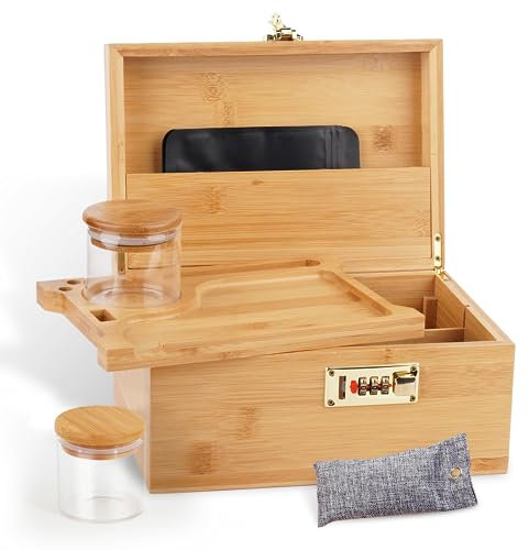 OZCHIN Große Bambusbox Mit Zahlenschloss - Dekorative Aufbewahrungsbox für Zuhause, Tolle Geschenkauswahl, Tablett, Wiederverschließbar