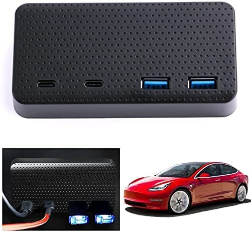 4-in-1 USB Hub Car Center Console Adapter für Tesla Model 3 2021, Zubehör Dashcam & Sentry Mode Viewer USB Hub Pro Dongle USB