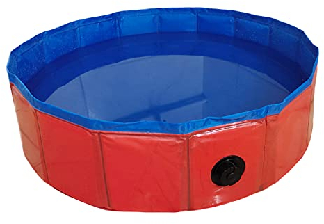 Petalum Badewanne für Hunde und Katzen, Pool, faltbar, tragbar, für Haustiere, Teich aus PVC, rutschfester Boden mit seitlichem Ablauf (L/Durchmesser 160 cm)