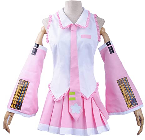 PUYYDS Vocaloid Miku Cosplay Perücke Kostüm Japan Midikleid Anfänger Zukunft Miku Cosplay weiblich Halloween Damenkostüm Herrengröße