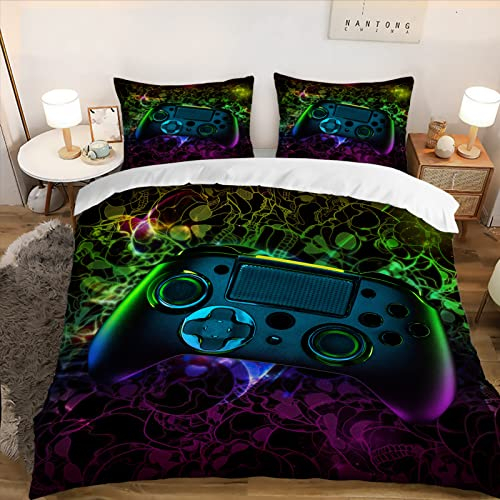 HOTRCR Gamepad Bettbezug-Set Junge Gamer Bettwäsche-Set Teenager Kinder Schlafzimmer Dekor Moderne Gamecontroller-Bettwäsche,bettwäsche 135*200cm,DDL87a