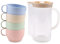 IDISON Juego de 5 vasos de plástico para camping con jarra, vasos de desayuno naturales ligeros reutilizables irrompibles con jarra de asa para jugo, café, té, agua, leche