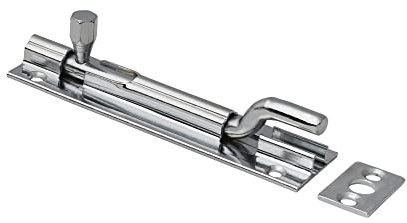 Merriway BH07725 Heavy Duty Swan Necked Door Barrel Bolt With Backplate, Bright Polished Stainless Steel 75mm