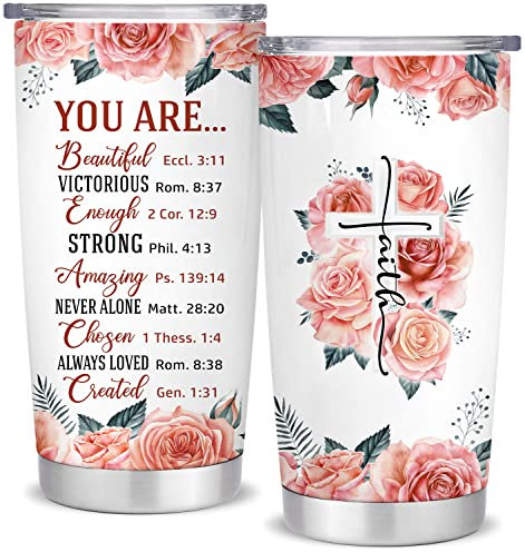 Christliche Geschenke für Frauen Männer,Inspirierende Geschenke mit Bibelvers,Weihnachtsgeschenke, Geburtstagsgeschenke, religiöse Geschenke, Freunde,20 oz Glaube Becher
