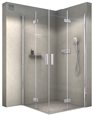 BERNSTEIN Box doccia 100x90cm Porta a soffietto Schermo doccia angolare senza telaio NT213 Lift & Slide 8 mm ESG Nano Real con profilo cromato