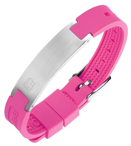 Lunavit Magnet Silikonarmband in knalligem Pink, hautfreundliches Energiearmband in farbenfrohem Design, 2 Magnete, Germanium und Kupfer Inserts, unisex