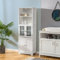 COSTWAY Armadio da Bagno, Mobiletto Alto da Terra con 2 Armadietti e Ripiani Regolabili, con Ante in Vetro, Mobile Portaoggetti Multiusi per Bagno Soggiorno, 60x30x163 cm (Bianco)