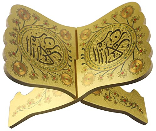 JAWSEU Holz Buchhalter Falten Muslimischer Buchhalter, Koran Halter Koran Heiliges Buch Ständer Muslimische Ramadan Tisch Ornament Für Muslimische Feste Dekoration