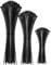 100pc Black Plastic Cable Ties, 3 Different Sized Tie Wraps, Durable Strong Plastic Material Ensuring Longevity, Self Locking Zip Ties Ideal for Home, Office, Garden and DIY (Black)