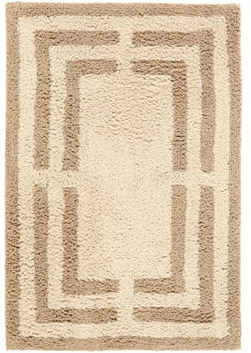 RugVista Chateau, Badematte, Moderne Teppiche, 90 x 60 cm, Rechteckig, Niedriger Stapel, Maschinenwäsche, Natural/Beige