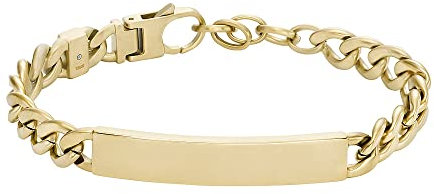 Fossil Drew Herrenarmband aus Edelstahl mit Karabinerverschluss, Bernsteinfarbenes Gold