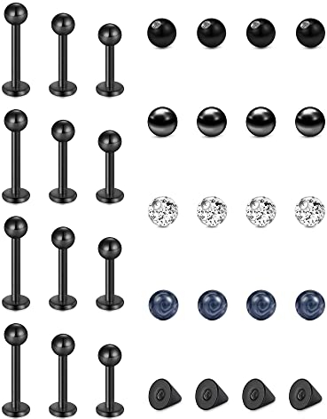 Funseedrr Piercing Ersatz Kugeln Stecker für Lippenpiercing Labret Helix Tragus Piercing Chirurgenstahl Acryl 16G 6/8/10mm Piercing Stab Kugel