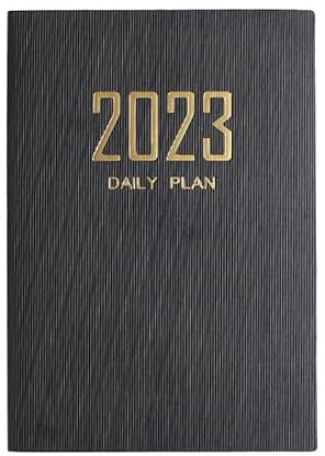 Terminplaner 2023,Buchkalender A5 Chefplaner Schwarz Kalender Jahr Wöchentliches Tagebuch Tagesplaner Tagebuch mit voller Samstag & Sonntag Seite für Geschäft Büro Reisetermine