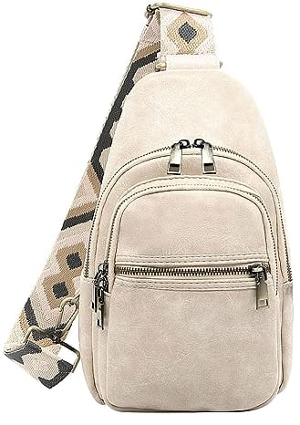 Long Keeper Sling Bag Brusttasche PU Leder Crossbody Bag Damen Rucksack Sling Tasche Reise Outdoor Daypacks Schultertasche Umhängetasche für Damen Herren