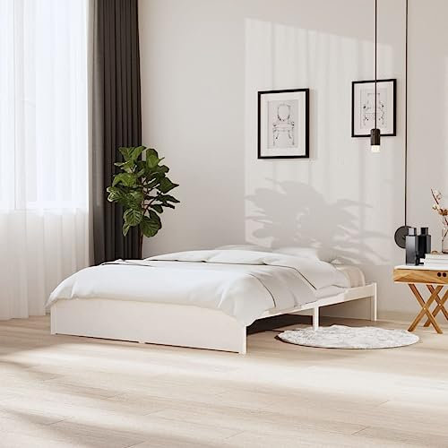 vidaXL Massivholzbett Doppelbett Bettgestell Lattenrost Bett Bettrahmen Holzbett Schlafzimmerbett Schlafzimmermöbel Weiß 160x200cm