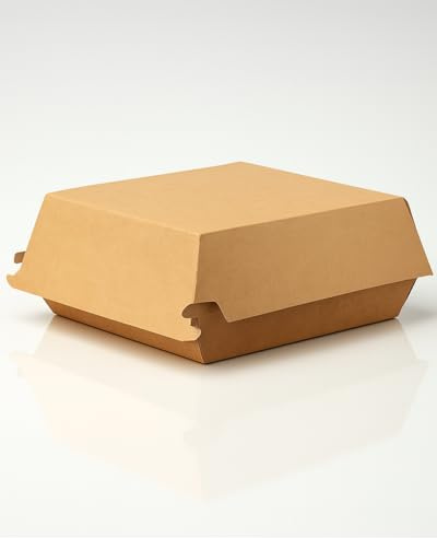 Blanc HYGIENIC Hamburger-Box klein 300 Stk, to go, take away, biologisch abbaubar, natürliches Design, weiße Innenschicht