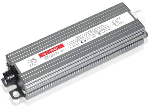 led trafo 24v 2.5A, IP67 Wasserdicht led transformator 24V 60w, trafo 230v auf 24V 60W, netzteil 24 v für G4 GU5.3 MR11 MR16, Nicht Dimmbar, kein Flimmern, Kein Rauschen