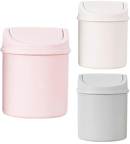 Dubbulon 3 Pezzi Pattumiera da Scrivania - Pattumiera Piccola Portatile | Cestino per Rifiuti da Tavolo in Plastica | Pattumiera Piccola con Coperchio | per Vanità del Bagno, Scrivania, da Tavolo