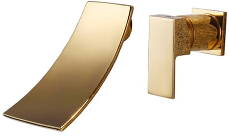 Wasserhahn Wasserfall Wandmontage Waterfall 1 Bad Armaturen Waschbecken Einhebel Waschbecken Armaturen Unterbauwaschbecken Warm Und Kalt Gemischt Komplett Aus Kupfer,Gold,B