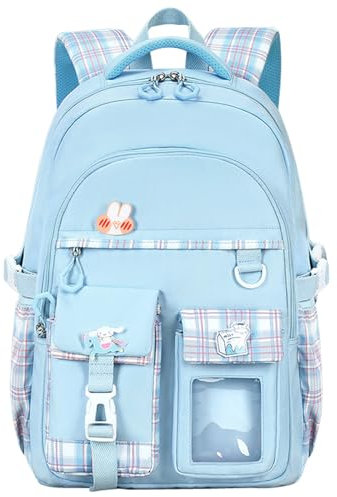 KEBEIXUAN Rucksäcke für Mädchen Kinder Kawaii Schultasche Teenager Mädchen Mittelschule Studenten Büchertasche Outdoor Daypack Teens (Blau)