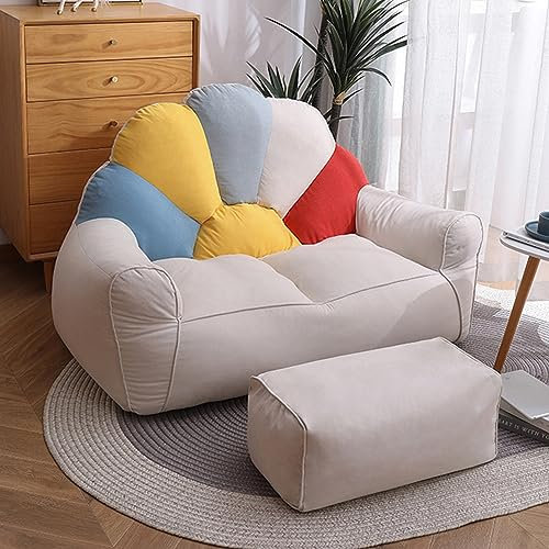 Pouffe Geant, Housse de Pouf Poire Haut en Forme de Coquille, Pouf sans Remplissage pour Grand Canapé Grande Fauteuil de Salon Chaise Longue,Multicolor