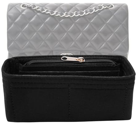 LOUKAYCCI Geldbörsen-Organizer-Einsatz für Chanel Classic Flap Medium Bag Organizer Einsatz Handtasche (Schwarz, M)