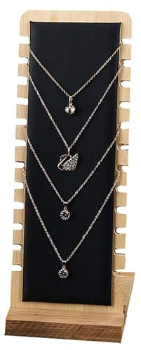 LATRAT Présentoir à Colliers en Bois Porte, 12 emplacements Présentoir de Bijoux de Collier Panneaux pour Bracelet Collier Pendentif, Noir