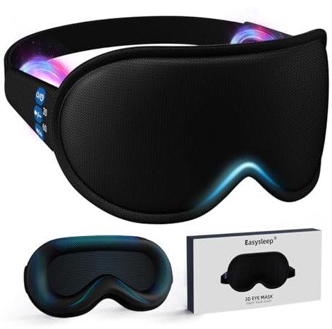 Easysleep 3D Sleep Mask Sleep Headphones White Noise Sleep Eye Mask with 31 Soothing Sounds 3 Timer Soft Adjustable Light Blocking Eye Cover Long Playtime for Sleeper Men Women Travel Gift