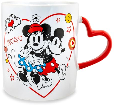 Silver Buffalo Disney Mickey y Minnie Mouse Icons - Taza de cerámica con asa esculpida (591 ml)