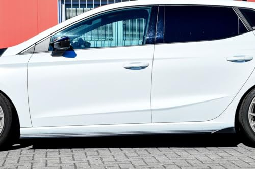 Schwarz glänzend Performance Seitenschweller Addons / Klingen / Diffusoren / Schwellerabdeckungen mit Flügel für Seat Ibiza 6F KJ 17-21