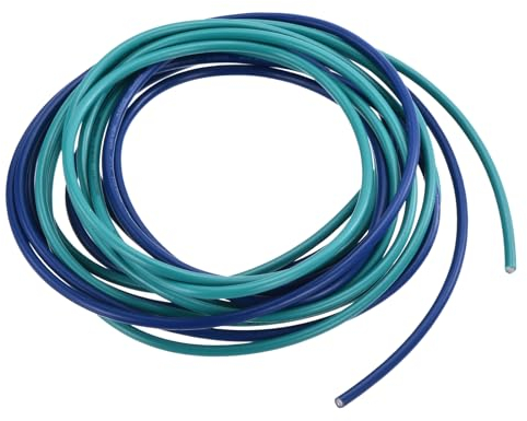 sourcing map 16 Gauge PVC Hookup Wire 1.5m/5ft 16AWG Flexible Electrical Wire UL1007 Tinned Copper Stranded Blue Green, 2.5mm Dia for Model Aircraft Electric Appliances Internal Connect