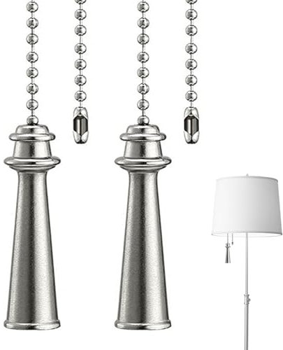 Bettinay 2PCS Pull Cord Light Switch Bathroom, with 100cm Pulls Cord Handle for Toilet Light Ceiling Light Fan Switch