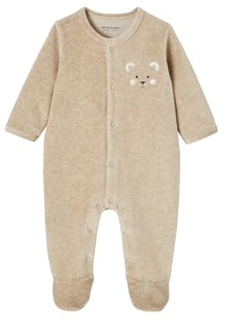 VERTBAUDET Baby Samt-Strampler, Koala beige meliert 86