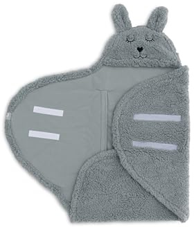 Jollein Baby Einschlagdecke - Bunny, Sea Green - Mit Ohren Und Häschengesicht - 100% Polyester - 100x105cm - Wickeldecke für Babys