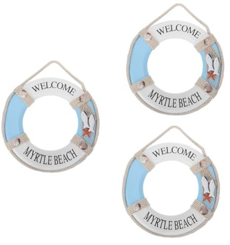 STOBAZA 3St Rettungsring-Anhänger dekoration schlafzimmer bedroom decoration Heimdekoration nautische Schwimmweste Dekoration Ornament nautischer Rettungsring hängende Verzierung Hanfseil