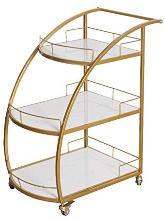 Barwagen mit 3 Etagen, Metallgitter, Weinflaschenregal und Allzweckregal