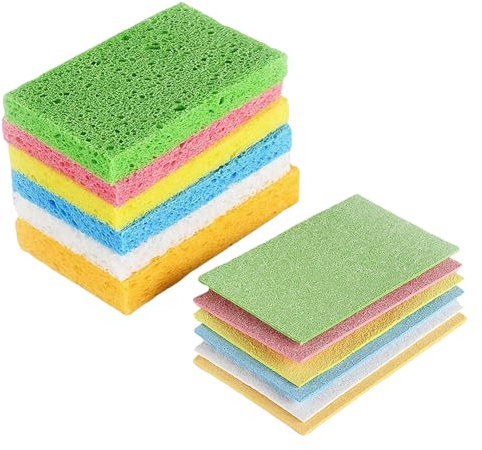JIHUOO 12 Pcs Natural Cellulose Cleaning Sponges Reusable Washing Up Sponges Kitchen Sponge Cleaning Scouring Pads Cloths Non Scratch Wash Up Sponges Thick Sponge Wipes
